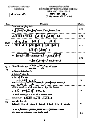 Đề khảo sát chất lượng học kỳ I môn Toán 9 - Năm học 2014-2015